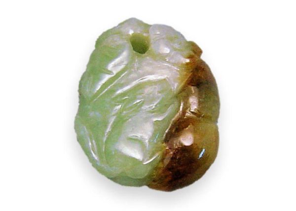 Natural Jadeite Pendant - Brown & Green Rat with Gourd