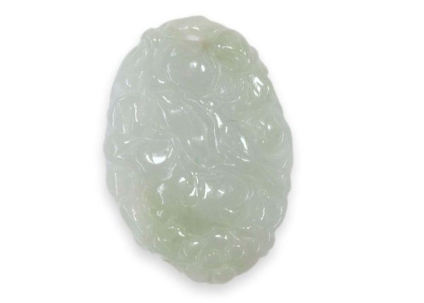 Natural Jadeite Hand-Carved Pendant - Bird in Tree