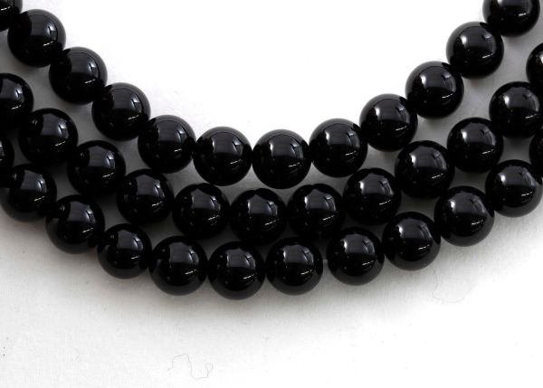 Black Onyx Smooth Round Bead Strands