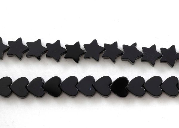 Black Onyx Star & Heart Bead Strands