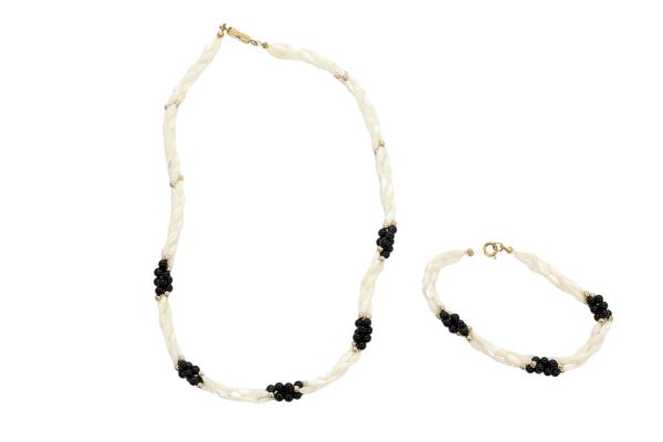 black onyx Triple Twisted MOP Neckaces & Bracelets