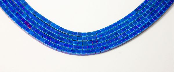 Blue Plated 2x2mm Cube Beads