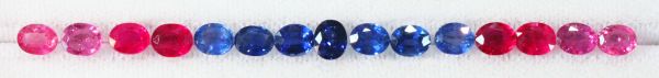 Ruby & Sapphire Faceted Oval 15 Piece Suite - 7.22 cts. - 4x5mm