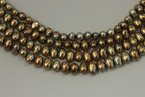 4mm Brass 3-Side-drilled Oval Pearls @ $3.15