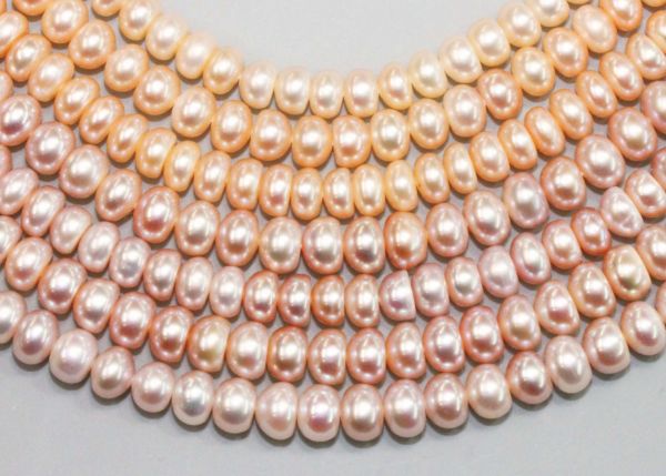 Natural Color Button Pearl Strands
