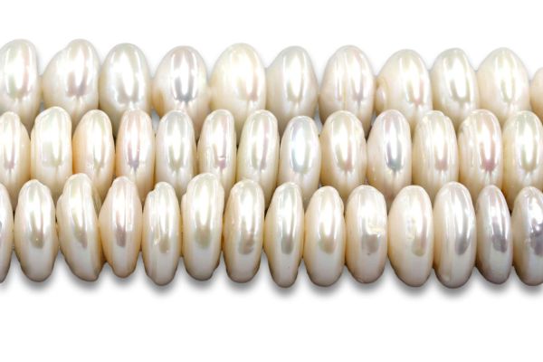 Freshwater Cultured White Center-Drilled Coin Pearl Strands