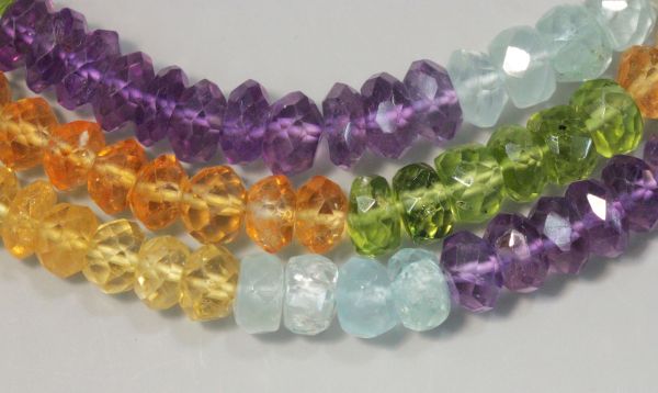 Multi-Color Faceted Rondels Bead Strands - 6mm