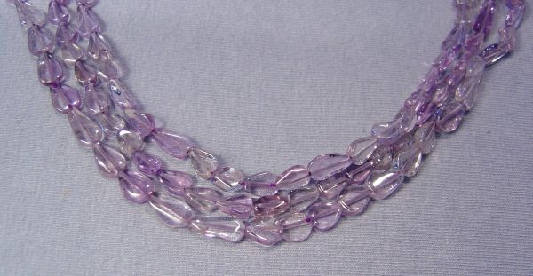 Amethyst Light Clear Smooth Flat Pear-Shaped  Bead Strands - 5x8mm