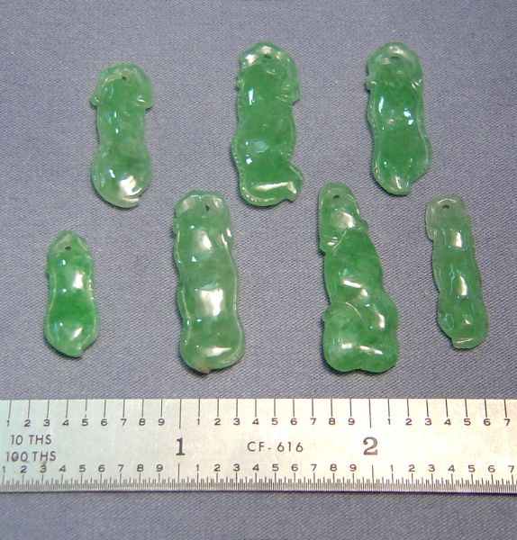 Natural Jadeite Hand-Carved Bean Pod - Lot of 7 - Untreated