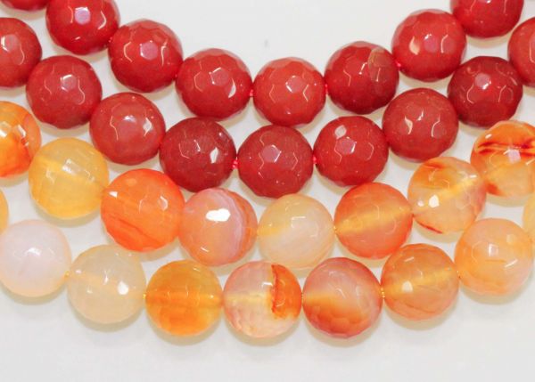 Faceted Round Carnelian Beads 