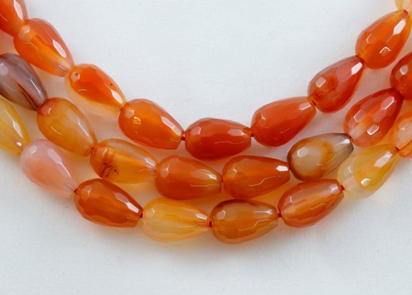 Carnelian Multi-Color Faceted Pears Bead Strands - 8x12mm