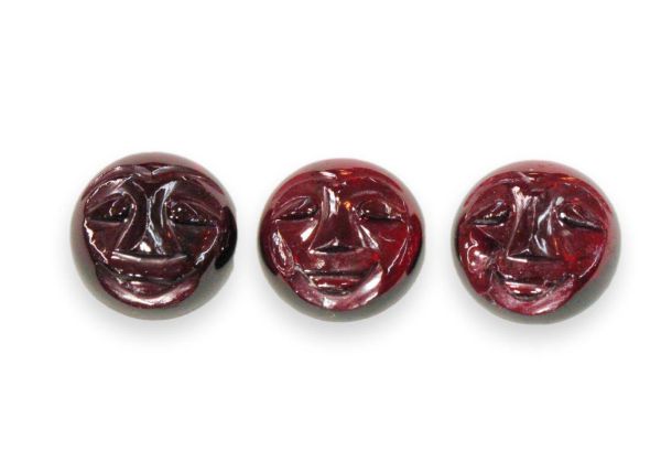 Garnet Carved Man-in-Moon Cabochons