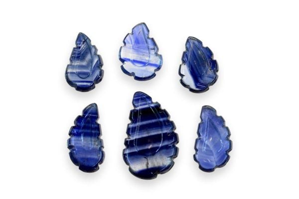 Carved Sapphire Cabochon Leaves 1