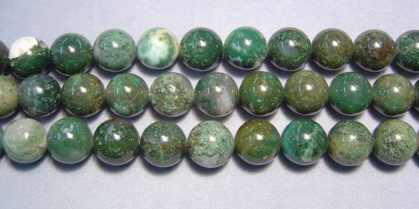 Moss Agate  Smooth Round Bead Strands - 18-20mm