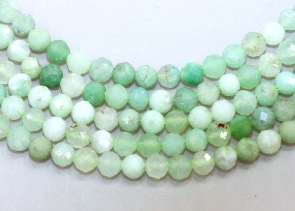 Chrysoprase Faceted Round Bead Strands - 4mm