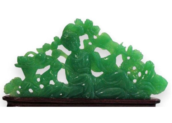 Chrysoprase Statue - Beauty with a Basket
