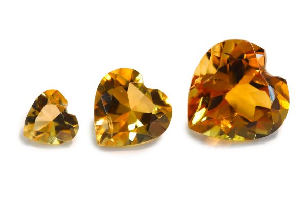 Citrine Faceted Hearts