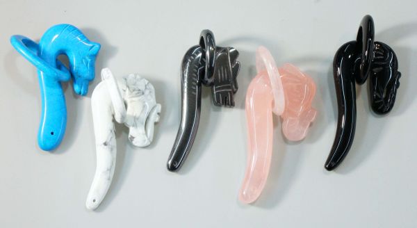 Horsehead Hand-Carved Stone Clasps - 2 Piece