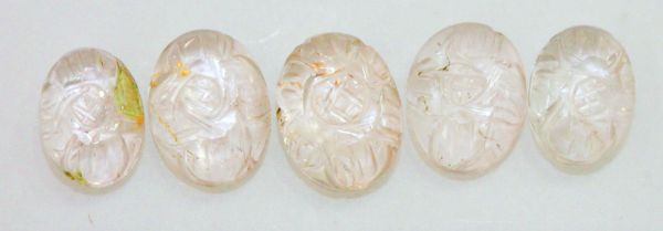 Carved Morganite Oval Cabochons - Lot f 5