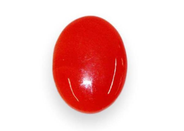 Red Coral Oval Cabochon, 0.74 ct. - 5.9 x 8 mm