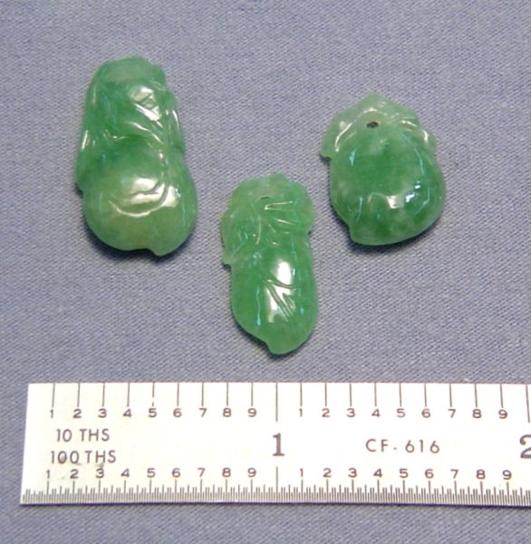Natural Jadeite Medium Green Gourds - Lot of 3 - Untreated