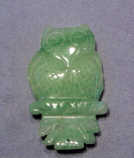 Aventurine Owl Pendant - 2 Drill Holes