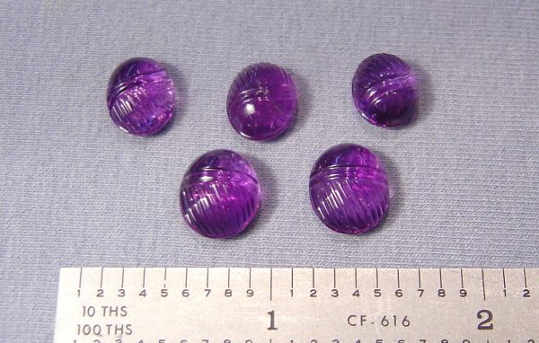 Amethyst Hand-Carved Cabochon 5pc. - Lot #15