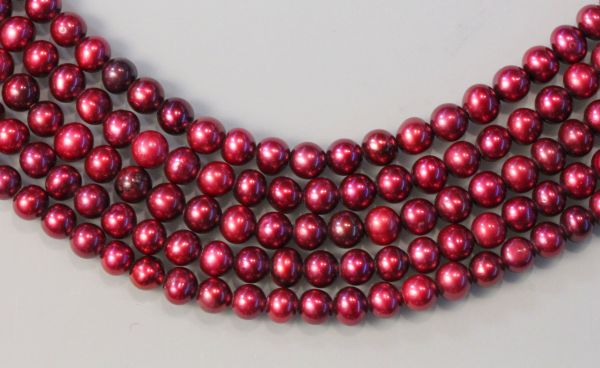 3.5-4mm Cranberry Rounded Potato Pearls