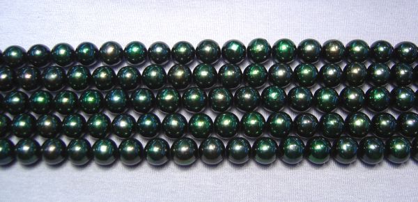 Midnight Green 8.5-9.5mm Rounded Pearls 