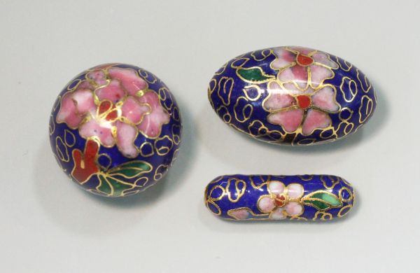 Cloisonn&eacute; Dark Blue Beads