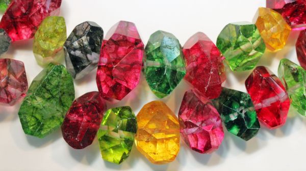 Multi-Colo Quartz Faceted Nuggets Bead Strands
