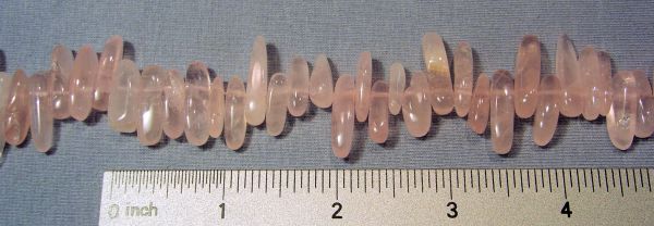 Rose Quartz End-Drilled Twigs Bead Strands