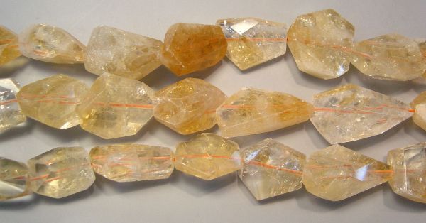 Large Faceted Baroque Citrine Beads