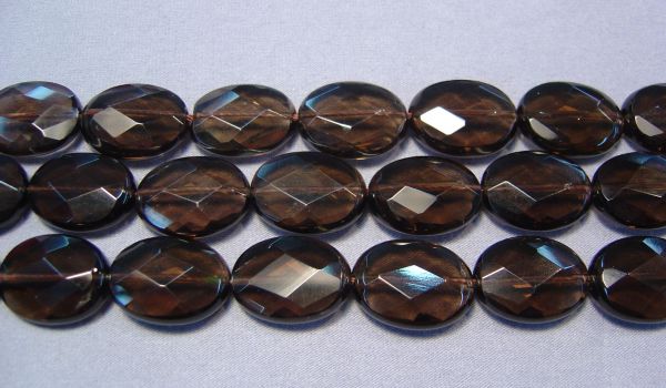 Smoky Quartz Faceted Oval Beads