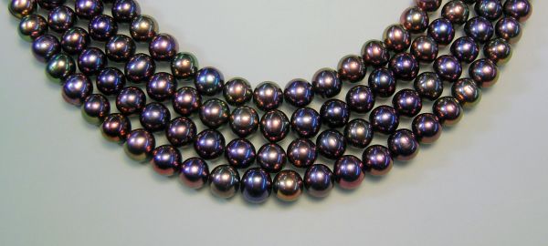 Glossy Peacock 7-7.5mm Rounded Potato Pearls
