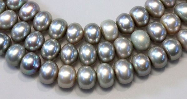 Freshwater Cultured Silver Pearls Button Strands - 8-8.5mm