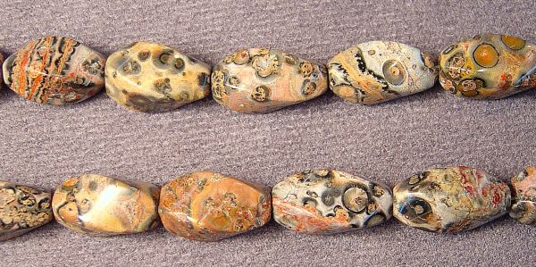Leopardskin Jasper Waved Oval Bead Strands