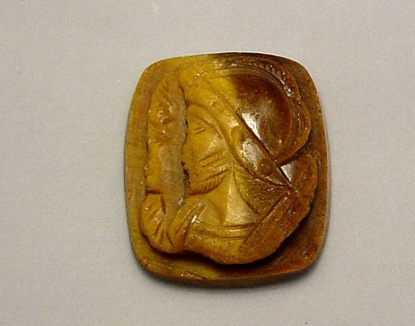 Tigereye Cushion Antique 2 Faces Cameo - 14x16mm 