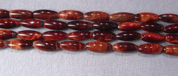 Red Tigereye Smooth Oval Bead Strands - 5x12mm