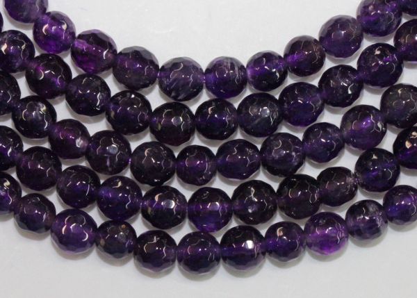 Faceted Round Amethyst Beads