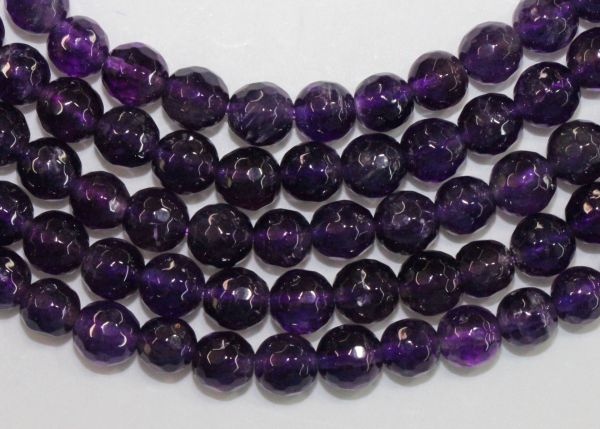 Amethyst Round Faceted Bead Strands