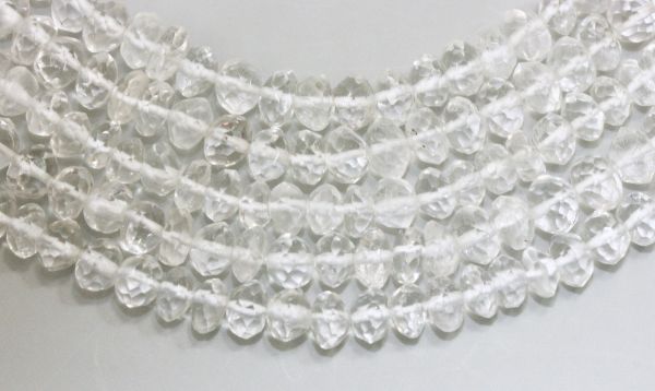 5mm Faceted Rondel Crystal Quartz Strands