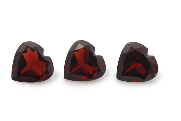 Garnet Faceted Hearts