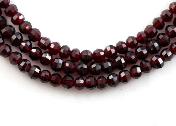 Garnet Faceted Round Bead Strands - Fine Quality