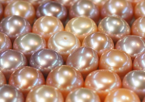 Freshwater Pearl Natural Color Button Half-Drilled 