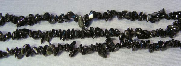 Black Obsidian Chips Bead Strands - 36" in