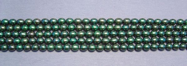Alpine Green 6-6.5mm Oval Pearls