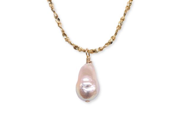 Wholesale 10.3 Fireball Pearl Pendant on gold filled chain