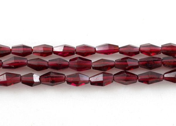 Garnet Faceted Drum Bead Strands