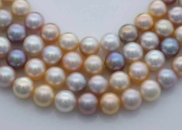 Wholesale 10.5-11.5mm Natural Multi Color Round Pearls